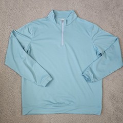 Peter Millar Perth Performance Melange 1/4 Zip Pullover Mens XL Light Blue Golf
