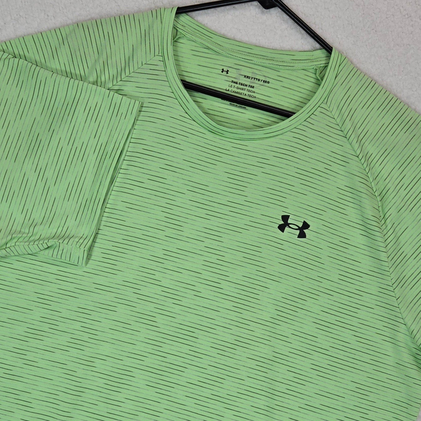 Under Armour Tech Tee XXL Neon Green Stripe Short Sleeve Athletic Dry Fit Shirt gallery