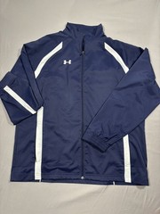 Under Armour Men’s Full Zip Long Sleeve Jacket Loose XL Blue with White Trim