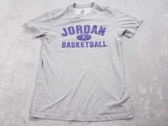 Jordan Shirt Mens Small Gray Dri-Fit Basketball Purple Jumpman Graphic Tee