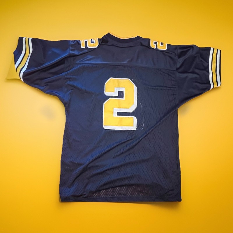 Steve & Barry's Men's #2 Football Jersey Blue/Yellow M V-Neck Mesh Breathable gallery