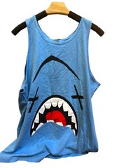 Light blue Activewear tank top; Flip the Bird Entertainment, face (Sz Med)