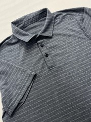 Lululemon Polo Shirt Mens Gray Striped Performance Golf Stretch Logo Preppy