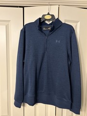 Under Armour ColdGear Men’s Large 1/4 Zip Fleece Pullover Navy Blue Loose Fit UA