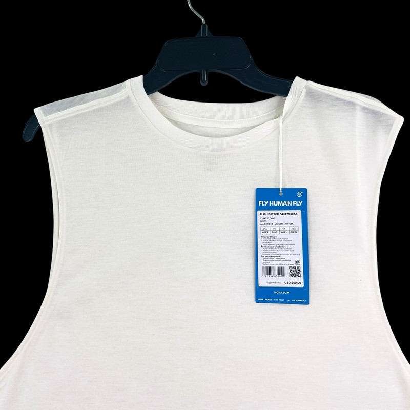 Hoka U GlideTech Sleeveless Tank Top Men XL White DriRelease Lightweight New gallery