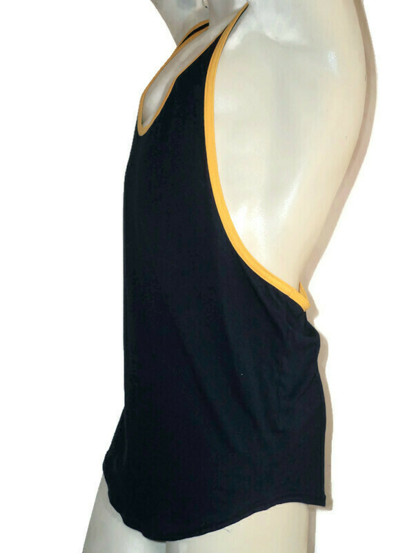 Muscle "Y" Back Tank Top, Go Softwear Navy w/ Yellow Trim XL gallery