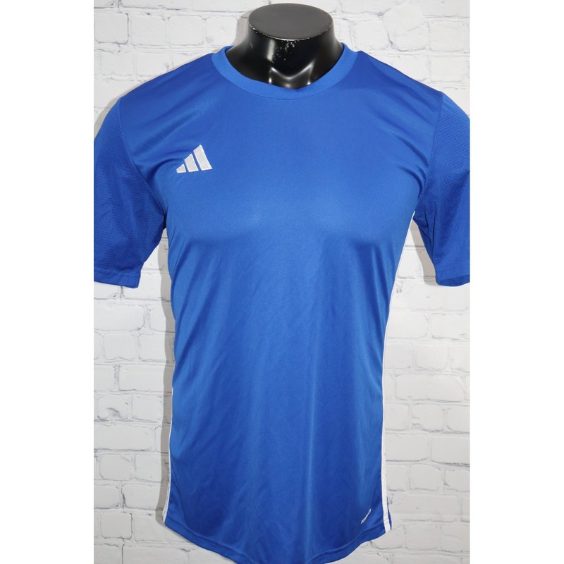 Adidas Soccer Jersey Shirt Mens Medium Blue Slim Fit Short Sleeve 3-Stripes gallery