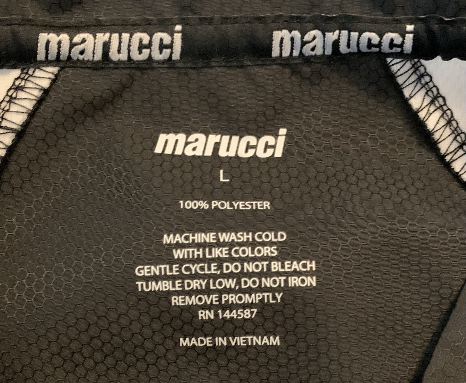 Marucci Men's Large Polyester 1/4 Zip Shirt Black/White Hem Draw String Baseball gallery