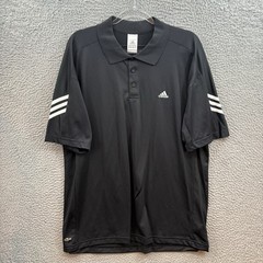 Adidas Shirt Men XL Club 3 Stripes Tennis Polo Black White Golf Short Sleeve NOS