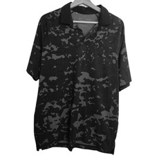 Under Armour LARGE The Iso-Chill Polo Loose Golf Gray and Black Camo Embroidered