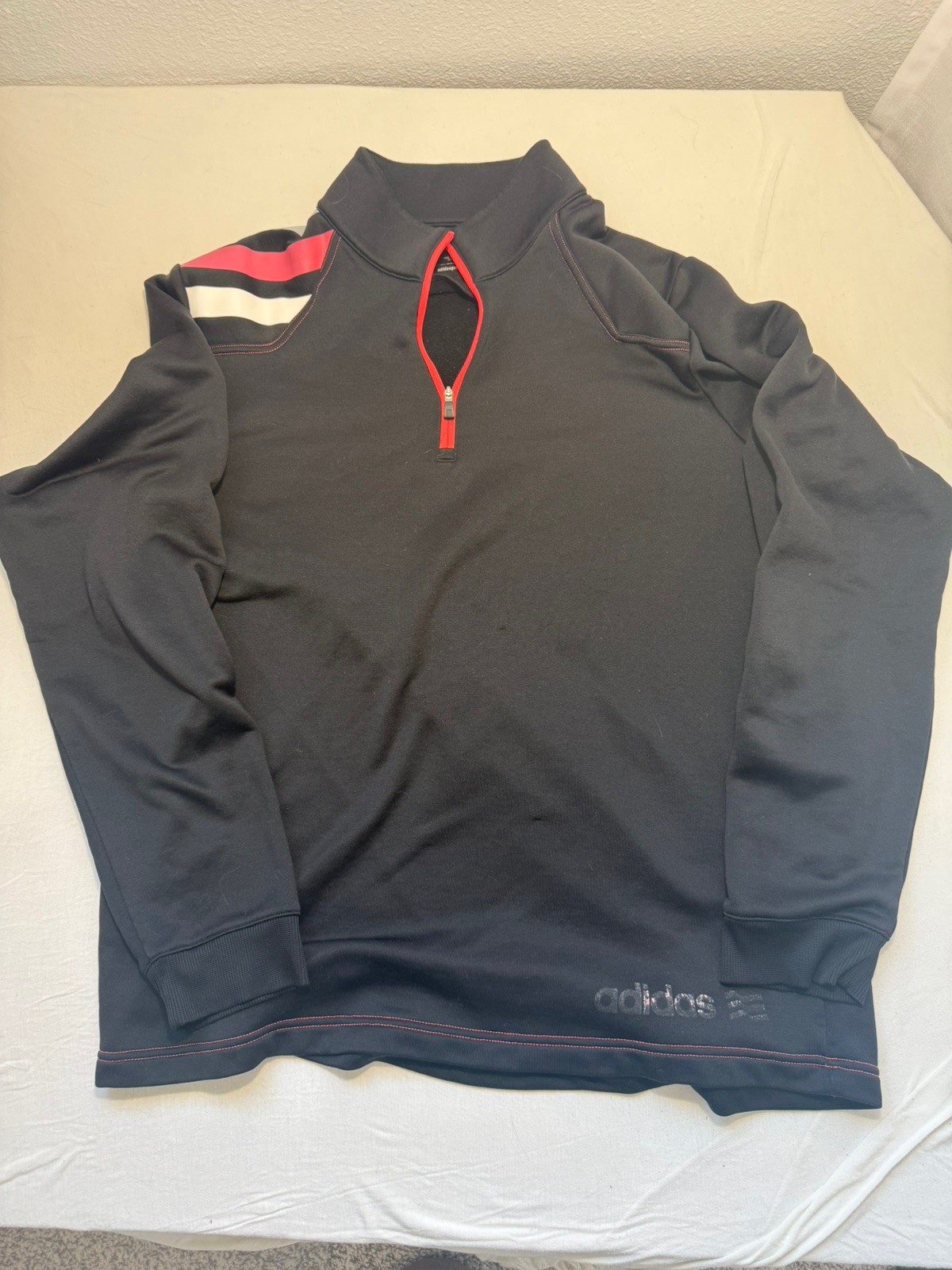 ADIDAS GOLF Large Active Fleece Quarter-Zip Pullover Performance Top Black Pink gallery