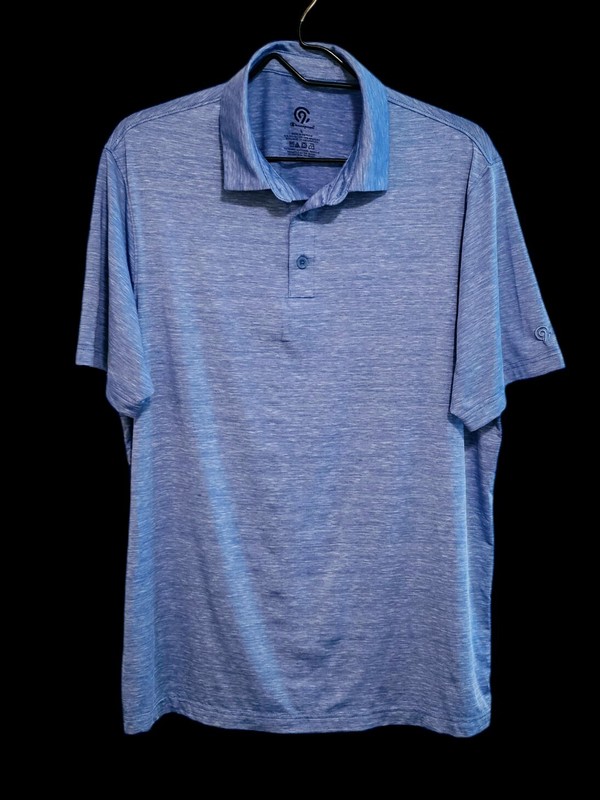 Champion Essentials Polo Shirt Men's Golf Tennis Stretch Split Hem Blue Large gallery