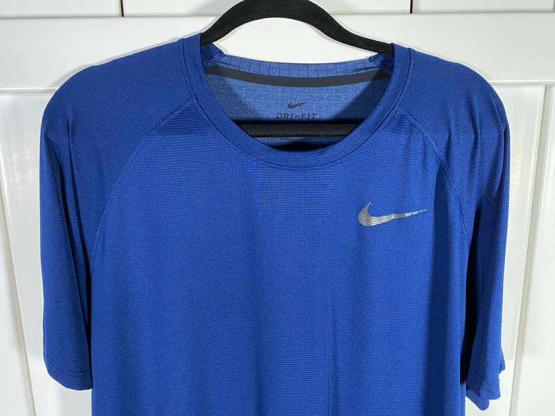 New - Nike - Workout/Training Shirt - Blue - Stretch - Unique Back Design - XXL gallery