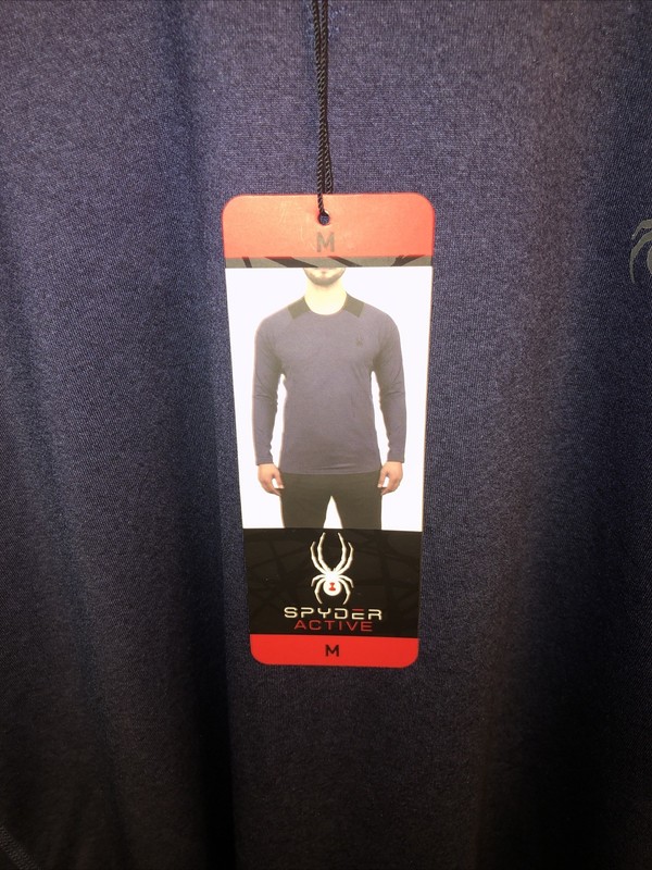 Spyder Active Mens LS Performance Shirt Navy Blue/Black Reflective. NWT Size MD gallery