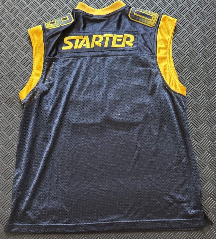 Vintage Starter Jersey Men’s Basketball Navy Yellow Mesh Sleeveless Jersey #08 gallery