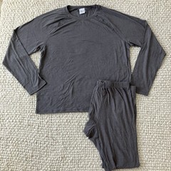 Born Outdoors Mens Baselayer Set Gray Merino Wool Blend XL Shirt + Pants Hiking