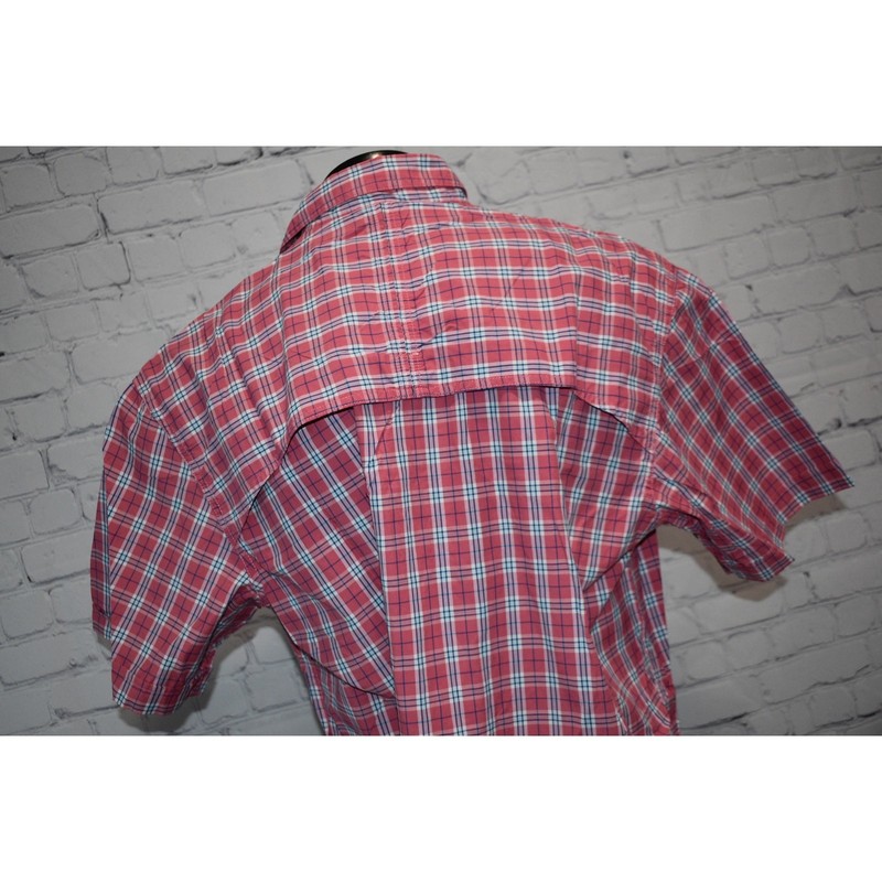IZOD Fishing Shirt Mens Size XL Vented Camping Hiking Pink Plaids Performance gallery