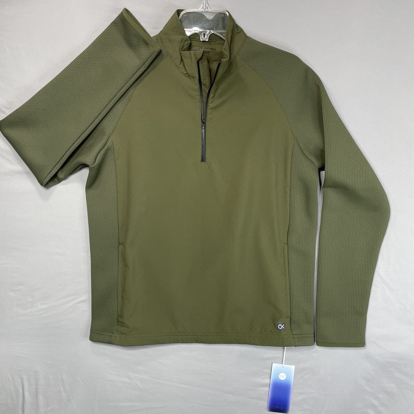 $148 Outerknown Active Mens S Small Warm Up 1/4 Zip Pullover Jacket Olive Green gallery