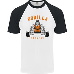 Gym Gorilla Fitness Bodybuilding Training Mens s/S Baseball T-Shirt