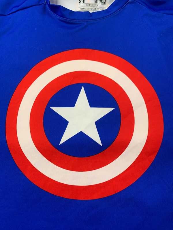 UNDER ARMOUR X marvel CAPITAN AMERICA HEATGEAR 2015 MEN TEE SHIRT JERSEY SIZE M gallery