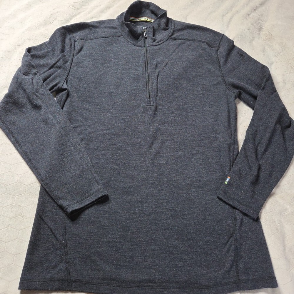 Smartwool Merino 250 Base Layer 1/4 Zip Men's XL Dark Grey Heather 100% Wool