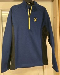 Spyder 1/4 zip Pullover Mens Large Blue & Black Fleece Inside – Great Condition