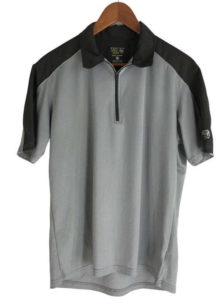 Mountain Hardware shirt Mens Medium Gray Short Sleeve 1/4 Zip cycling hiking