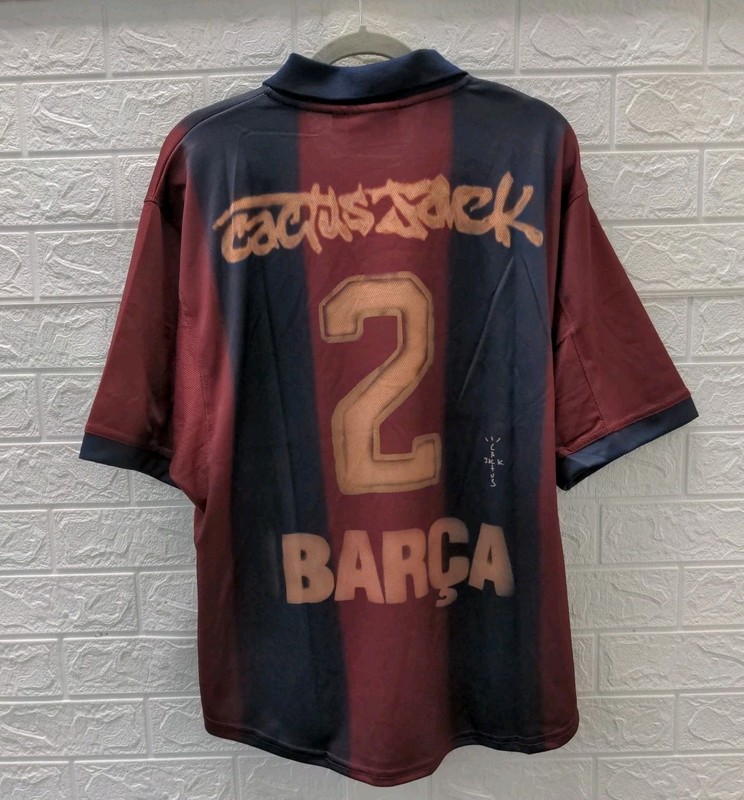 New Cactus Jack X Nike FC Barcelona Retro Skeleton Jersey Size L gallery