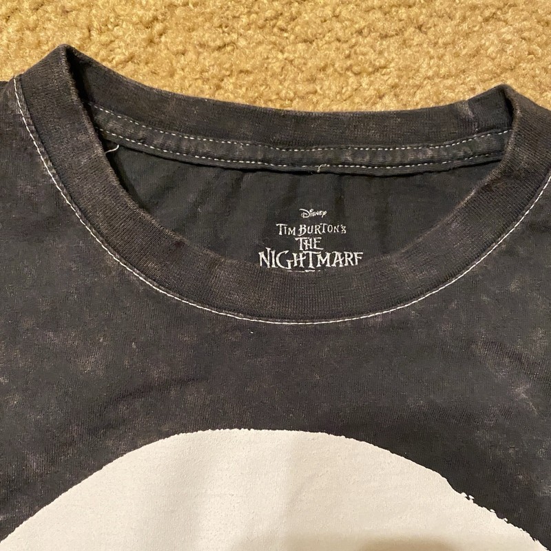 Tim Burtons Nightmare Before Christmas Jack Skellington Black Tee Womens LARGE gallery