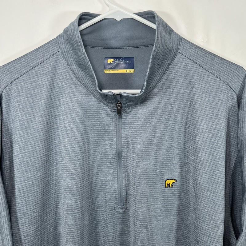 Jack Nicklaus 1/4 Zip Performance Pullover Mens Size XL Light Blue Striped EUC gallery