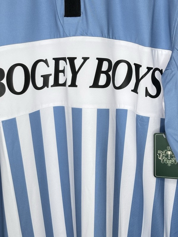 NWT Bogey Boys Mens Athletic Jersey Medium Lightweight Golf Logo Stripe Blue gallery