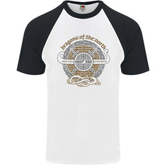 Dragons North Viking Valhalla Thor Odin Mens s/S Baseball T-Shirt