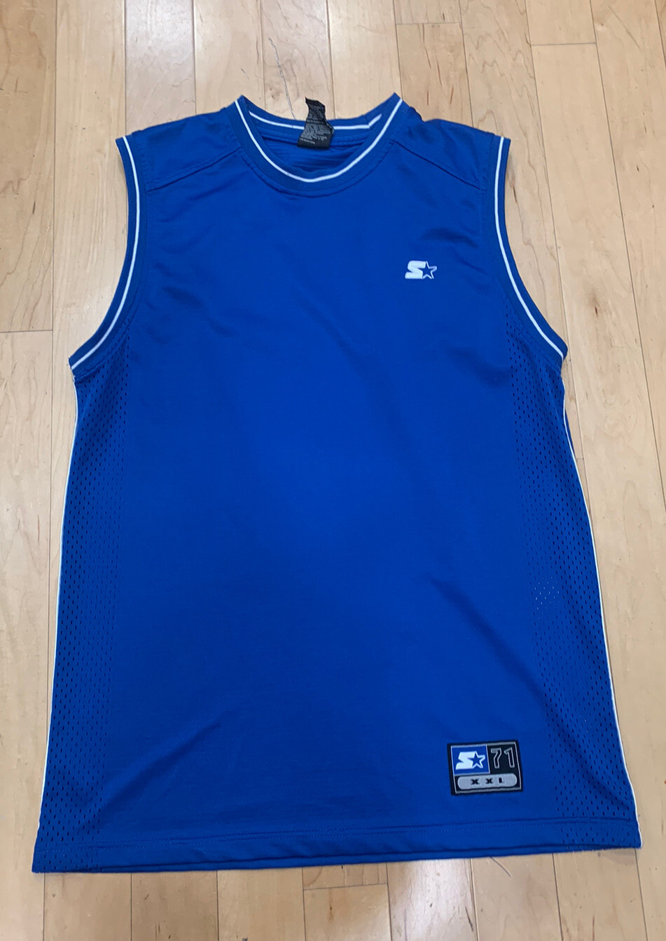 Vintage Starter Shirt Mens Med Mesh Jersey Tank Top Basketball Sleeveless Blue gallery