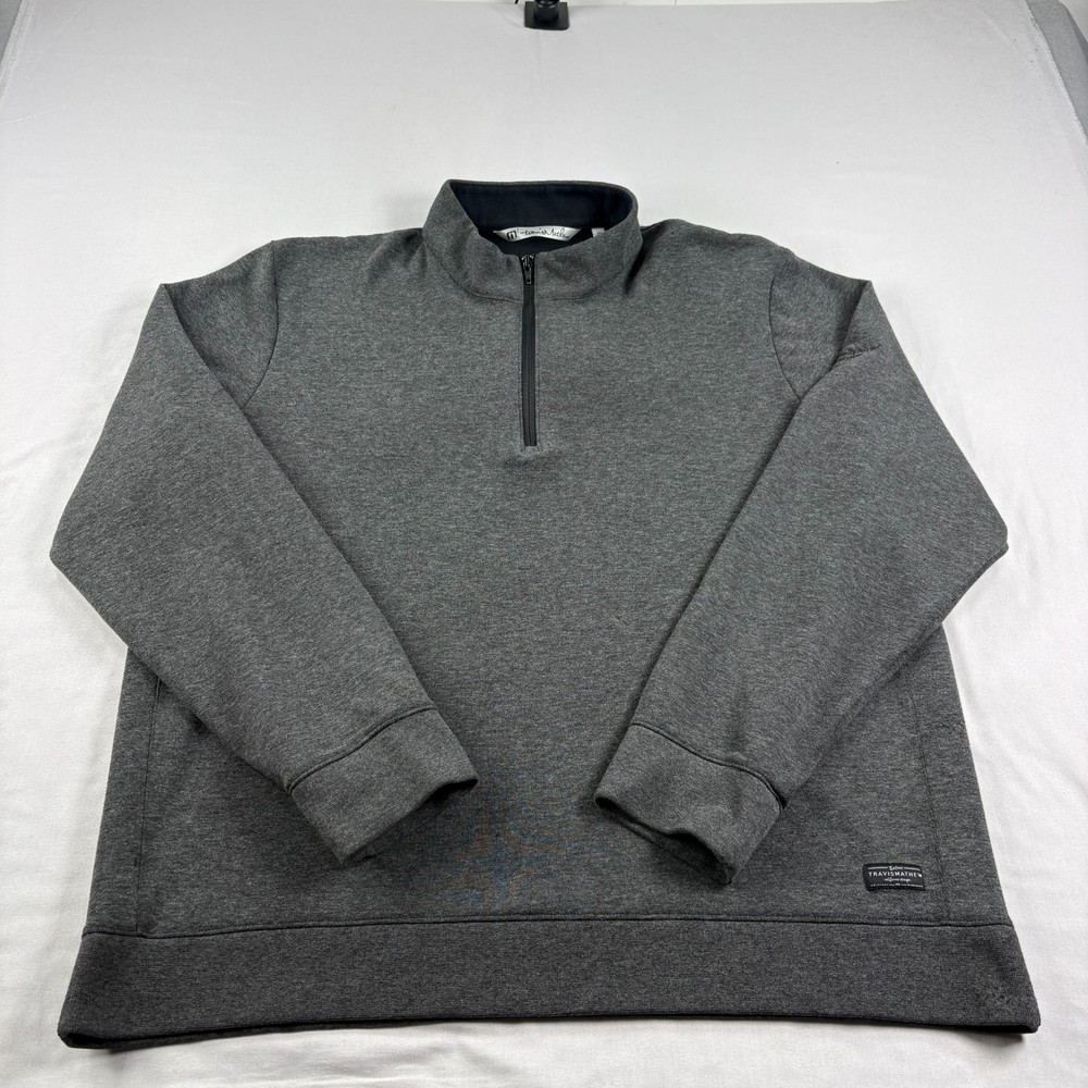 Travis Mathew Shirt Mens 2XL Gray 1/4 Zip Golf Pullover Sweater Stretch Casual
