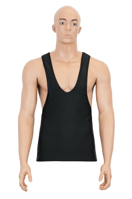 Mens Stringer Top Tank Top Skin Tight Elastic Stretch Shiny Sports Top Fitness gallery