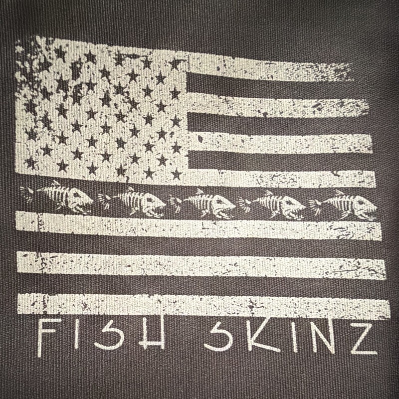 Men’s Black Long Sleeve Polyester Crew Neck T-Shirt American Flag Fish Graphic M gallery