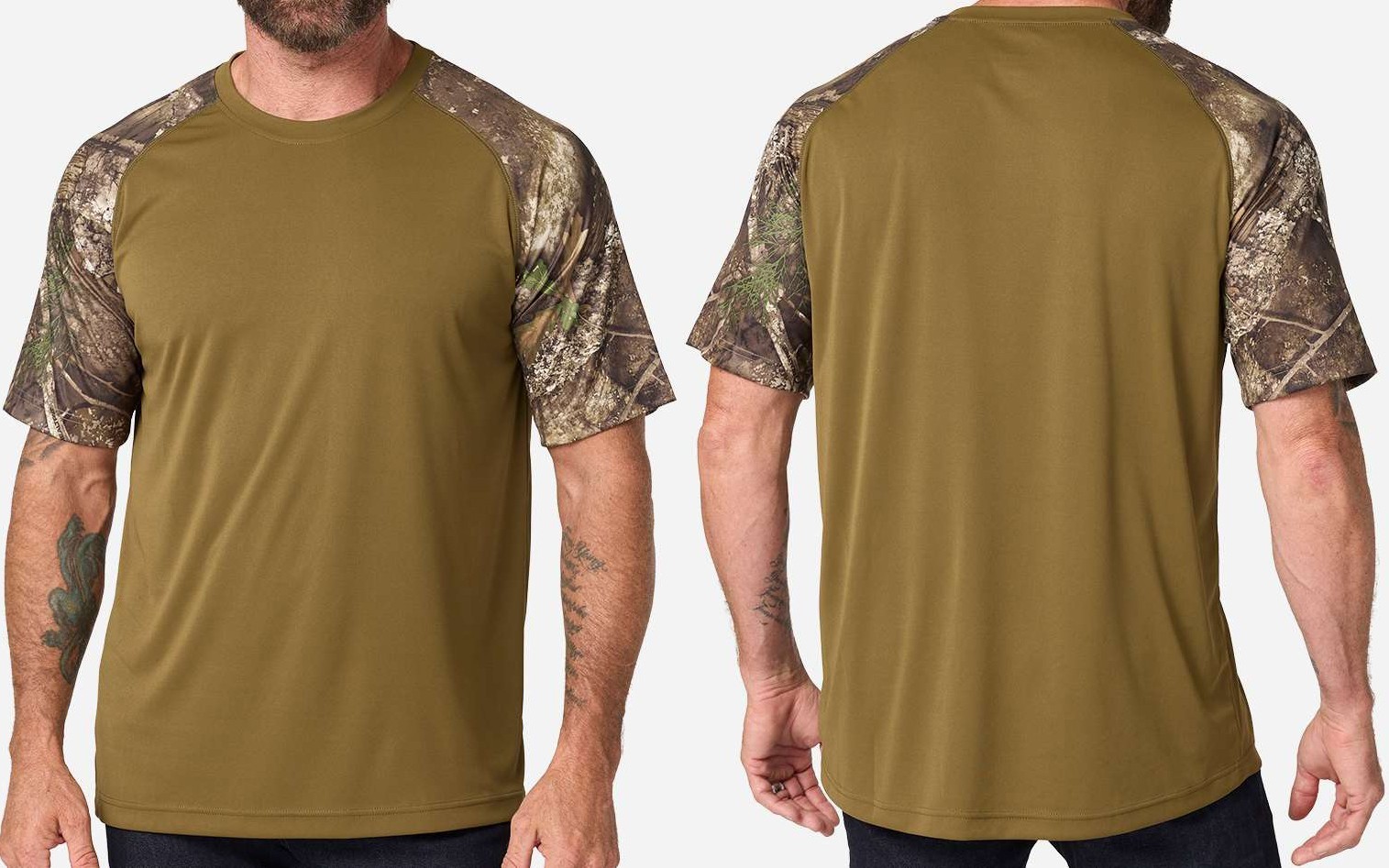 Mens Realtree APX Camo Color Block Sleeves T-Shirt Dri Fit UPF 30+ Tee XS-4XL gallery