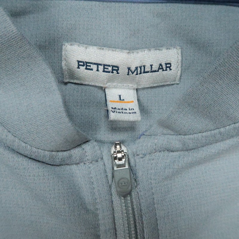 Peter Millar Pullover Mens Large Gray Ross Performance Baseball Collar 1/4 Zip gallery