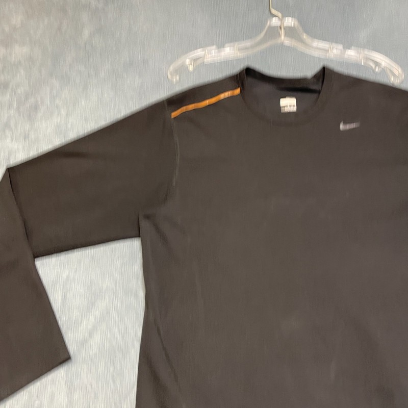 Nike Fit Dry Running Shirt Men Medium Black Long Sleeve Crew Neck Training Sport gallery