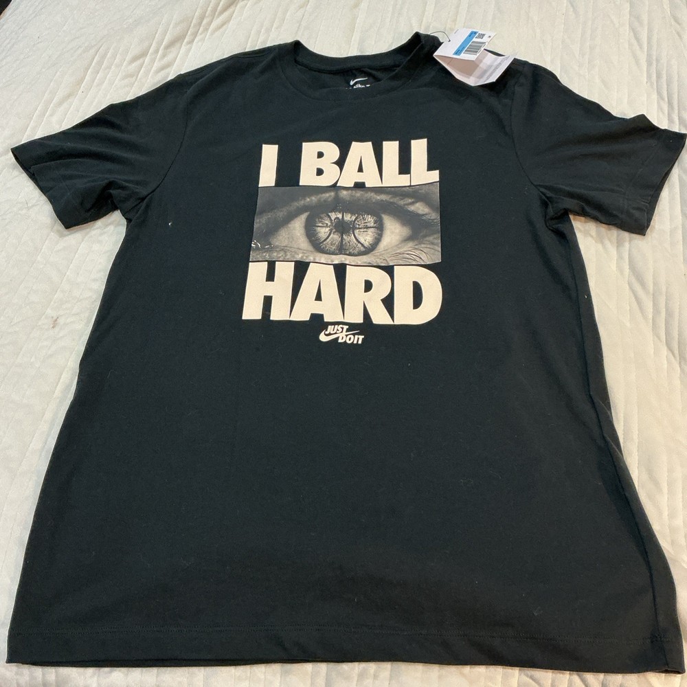 Nike Dri-Fit Men's Basketball Black T-Shirt “I Ball Hard” New W/Tags Medium🏀🔥
