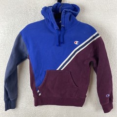 Champion Reverse Weave Sweatshirt Y2K VTG XS Color Block Hoodie Logo Pullover