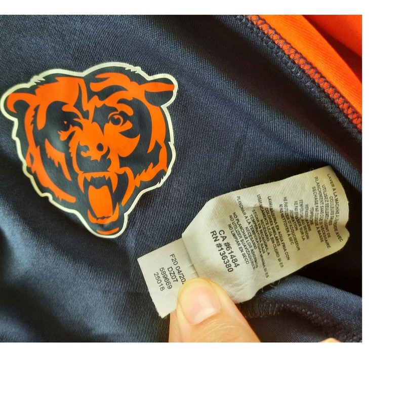 NFL Team Apparel Chicago Bears Quarter Zip Pullover Mens Large Navy Blue Orange gallery