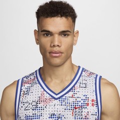 Nike DNA Men’s Dri-FIT Basketball Jersey White Red Blue Size XXL 2XL FZ0690-100