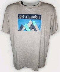 Authentic Columbia Brand Men’s Gray Moisture Wicking Logo T Shirt Size Large
