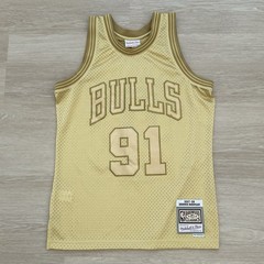 MITCHELL & NESS Dennis Rodman 91 HWC Swingman Jersey 1997-98 Sz M Gold Near New