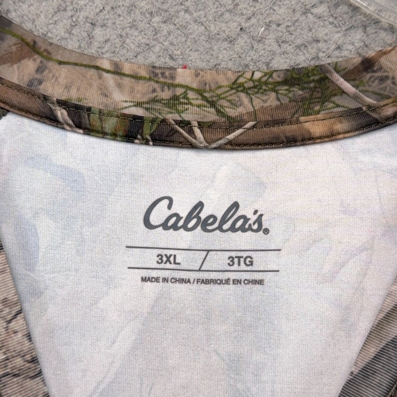 Cabelas Base Layer Shirt Men 2XL Green Treeline Camo Wicking Long Sleeve Hunting gallery