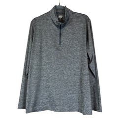 Lands End Quarter Zip Men Shirt Large Gray Heather Space Dye Athleisure Pullover