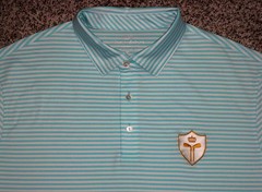 NWOT Men’s VINEYARD VINES Performance Polo XL AQUA GREEN & WHITE Striped w/Golf