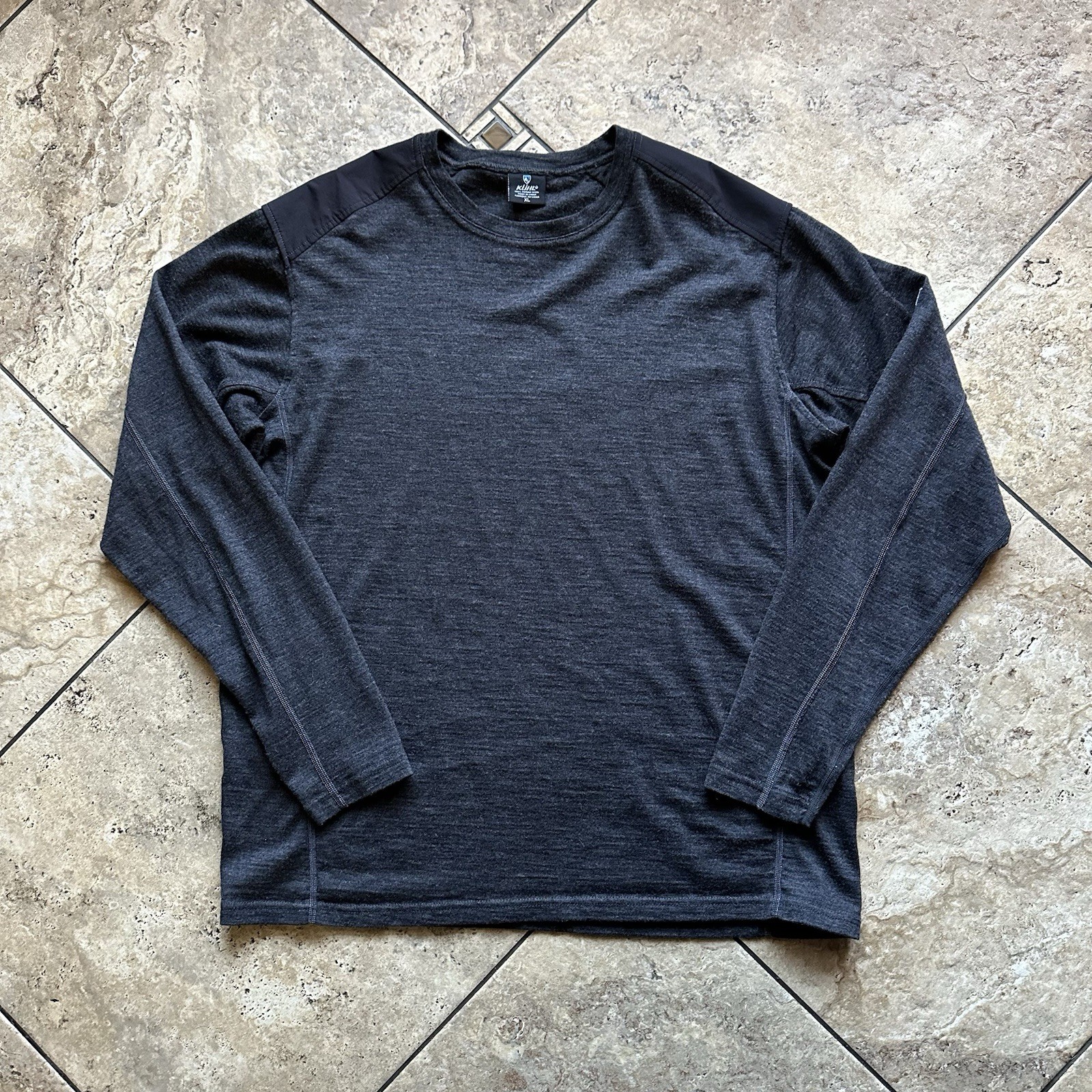 Kuhl Men’s XL Skar Crew Shirt 100% Merino Wool Long Sleeve Baselayer Hiking Gray gallery