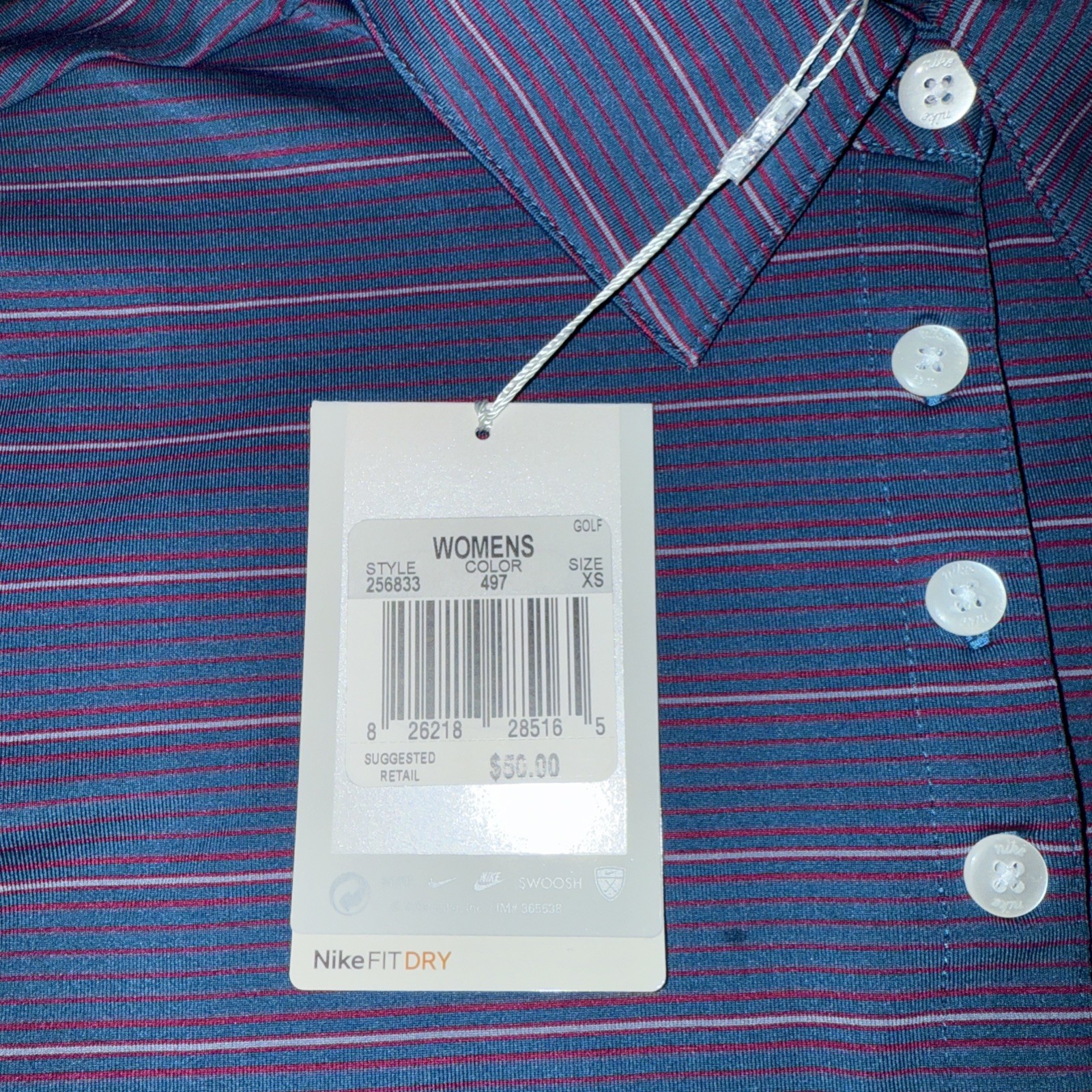 NIKE FIT DRY DRI WOMENS GOLF SHIRT 256833 497 XS dark STRIPED 0 2 gallery